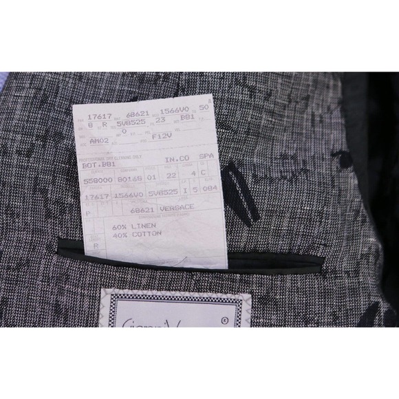 Gianni Versace Vintage 80's-90's Gray Numbers Cotton-Linen Oversize Blazer 40-42 - Picture 8 of 10